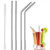 DPISZONE Reusable Stainless Steel Metal Straws with Brush. Metal Straws BPA-Free,Thick, Long, Dishwasher Safe Set for Drinking Juice Straw (2 Bent + 2Straight +1 Brush) view 1