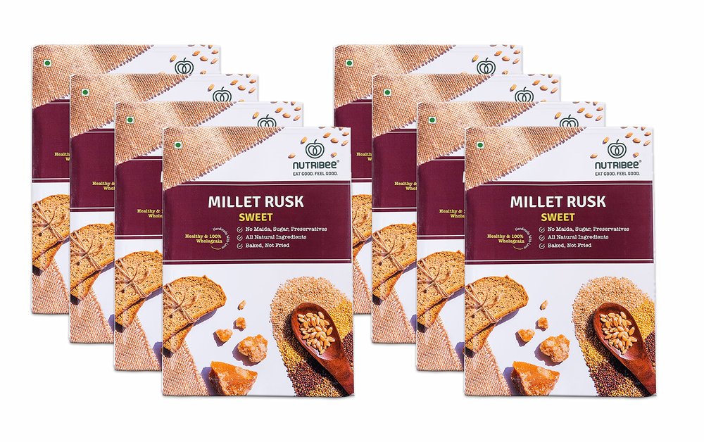 Nutribee 100% Multigrain Millet Rusk | Refined Sugar-Free | Healthy Diet Toast | No Maida and Sugar | No Preservatives | 1.6kg