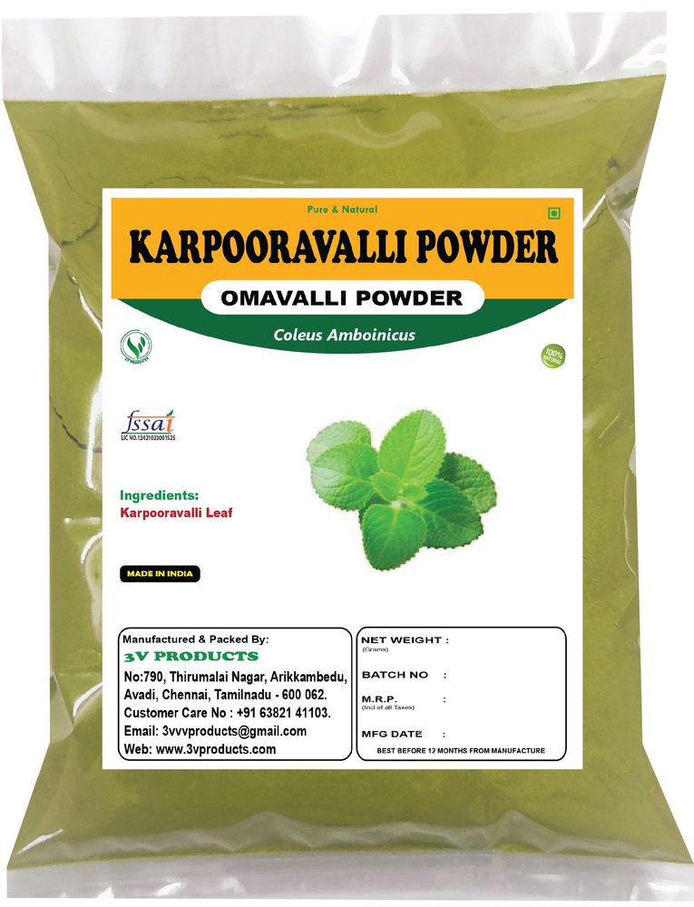 3V PRODUCTS: Karpooravalli Powder 50g | Coleus Amboinicus Powder