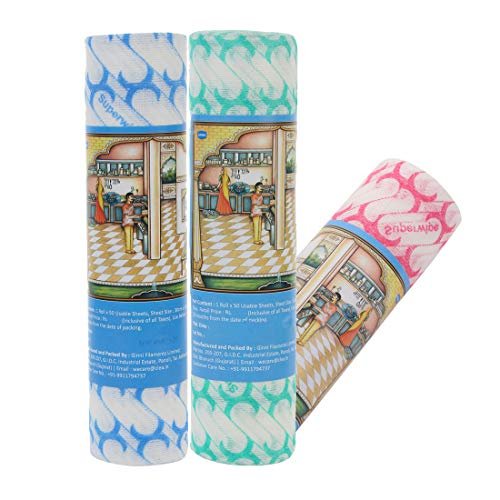 GINNI Premium Printed Kitchen Swipe Rolls Non Woven Fabric, Kitchen Tissue/Towel Tissue Roll Reusable & Washable (Multi-Purpose Household Sheets) - 30x25 Cm (150 Pulls)