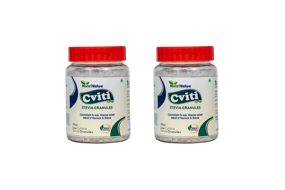 Nutri Value Cviti Stevia Granules Extracted From Stevia plant Natural sugar substitute Blend of Sucrose With stevia A Low Calorie sweetener Pack of 2 (150g) Each