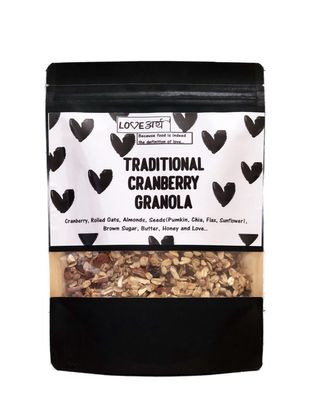 LoveArth Traditional Cranberry Granola | High-Fibre Breakfast Cereal | Almonds, Seeds & Rolled Oats | No Added Sugar | Gut-Friendly & Gluten-Free | Protein Rich | Ready-to-Eat Healthy Muesli | 500g