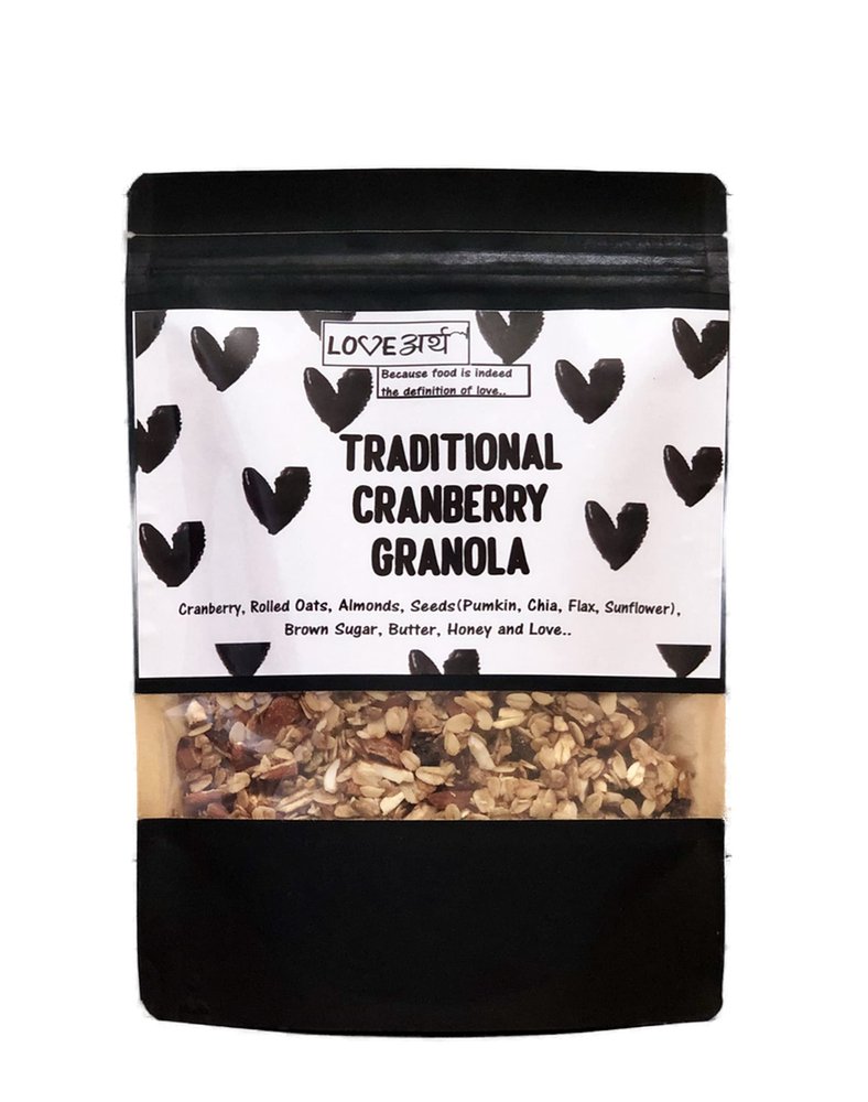 LoveArth Traditional Cranberry Granola | High-Fibre Breakfast Cereal | Almonds, Seeds & Rolled Oats | No Added Sugar | Gut-Friendly & Gluten-Free | Protein Rich | Ready-to-Eat Healthy Muesli | 500g