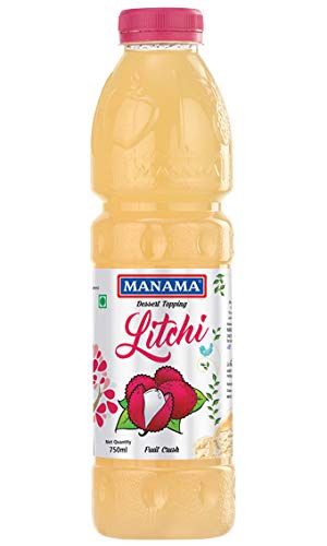 Manama Litchi Crush | Fruit Topping for Ice Creams, Cakes, Pastries and Shakes 750ml Bottle