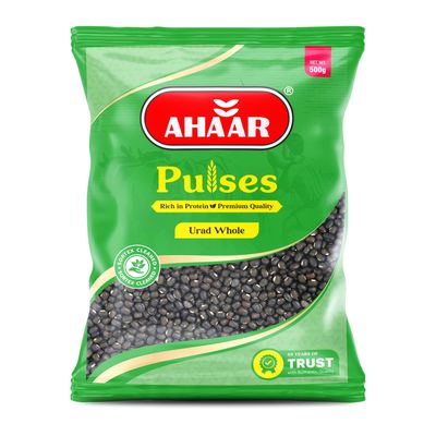 Ahaar Premium Nutritious Urad Dal whole 2Kg (500g X 4 Pack)