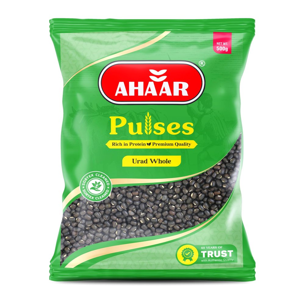 Ahaar Premium Nutritious Urad Dal whole 2Kg (500g X 4 Pack)