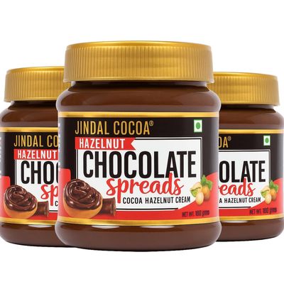 JINDAL COCOA Hazelnut Chocolate Spread 160 gm (Pack of 3) No Palm Oil | 15% Roasted Hazelnuts | No Trans-Fat & No Artificial Preservatives | Creamy & Delicious