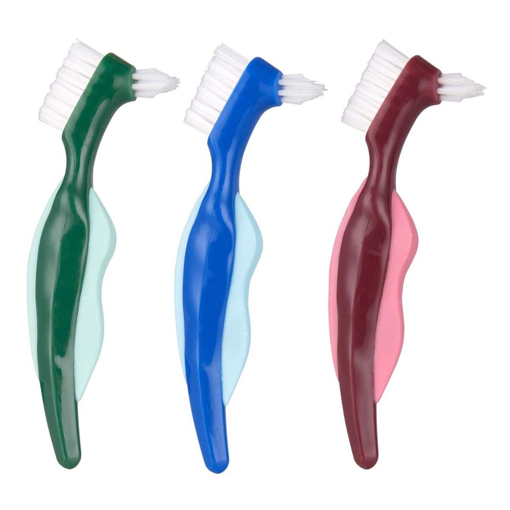 EXCEART 3pcs Hard Denture Brush Denture Cleaning Brush False Teeth Toothbrush Double-Sided Hygiene Denture Cleaner for Denture Care