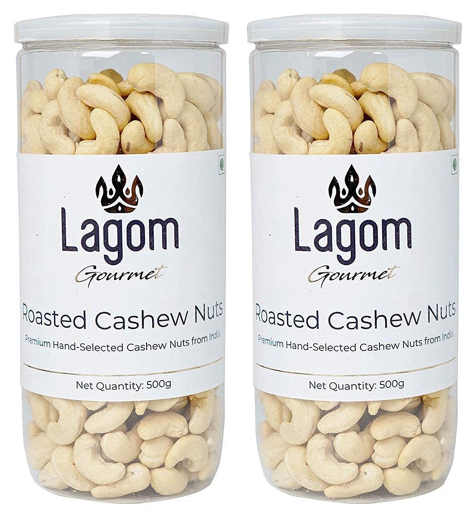 Lagom Gourmet Roasted Cashews 1 kg | Lightly Salted | No Oil Used | Dry Roasted To Perfection | No Preservatives | No Artificial Flavors | Gluten Free | Vegan | Non GMO | Nuts Dry Fruits | Kaju