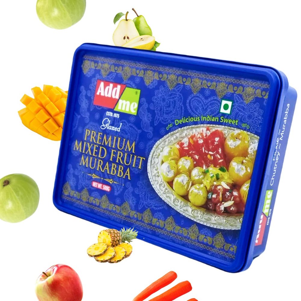 Add me Dry Mixed Murabba celebration Pack, Mixed Fruit 500 G with Amla, Apple, Pineapple, Kiwi, pear, Carrot, Mango in a Single Pack. diwali Gifts Pack Immunity Booster