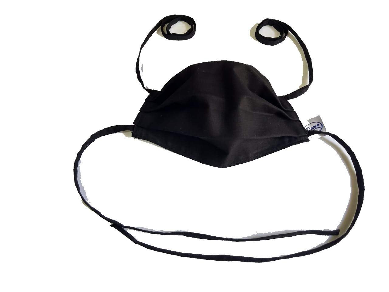 DARIO Pure Cotton Surgical face mask 2-Layer 9"x7" (Qty 2) Washable Reusable Autoclave, OT Linen Trusted by Doctors (Black)