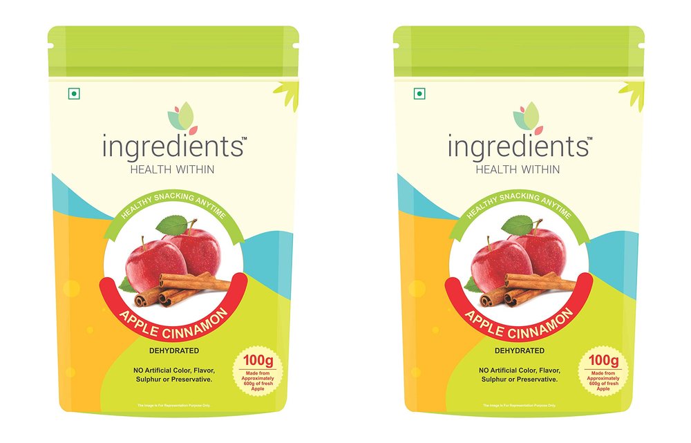 Dehydrated Apple Cinnamon Fruit Candy 200g (No Color,No Flavour,No Sulphur,No Preservative,No Sugar Coated) (Pack of 2)