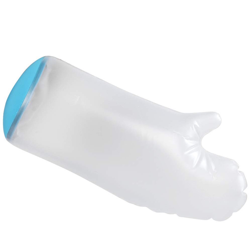 Protective bath cover, washable bath set, blue elastic PVC waterproof diving material for adult hand for broken hand injury(Adult palm)