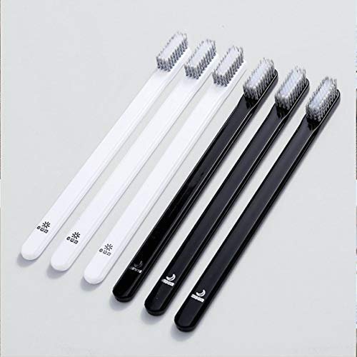 3NH Black and White Couple Toothbrush Soft Slim Tip Toothbrush Charcoal Bristle for Adults eco Friendly Bamboo Tooth Brush : 1pc Random