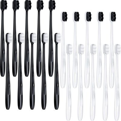 20 Pieces Extra Soft Toothbrush Micro Nano Toothbrushes 20,000 Soft Bamboo Charcoal Bristles Toothbrush Soft Bristle for Fragile Teeth Oral Gum Recession, Black and White