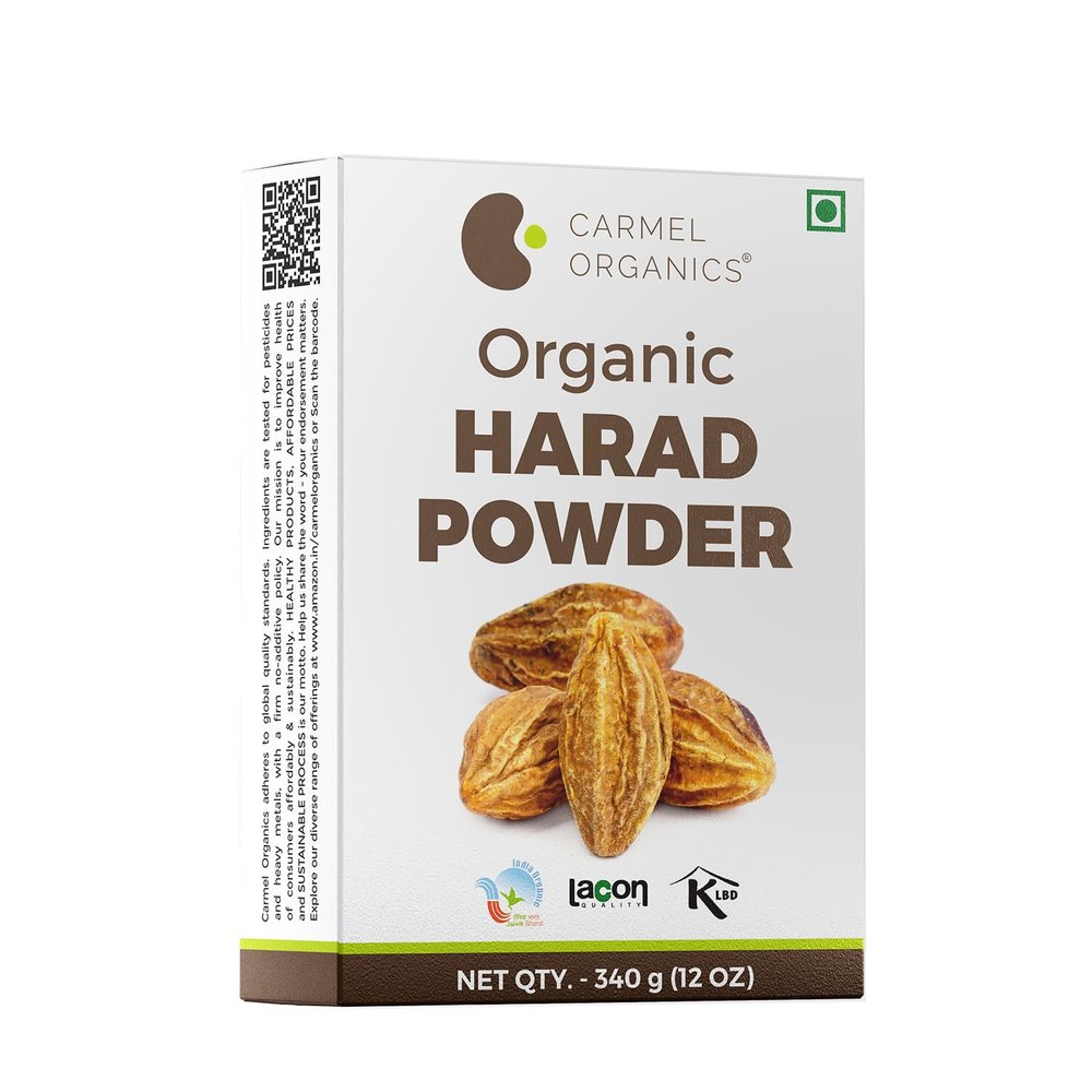 CARMEL ORGANICS Harad/Haritaki Powder(340 Grams) | Jaivik Bharat Certified | Terminalia Chebula | Kadukkai Podi/Karakkaya Pudiyamu | No Added Preservatives