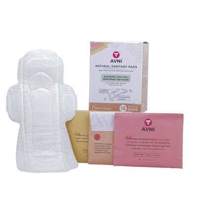 Avni Natural Cotton Sanitary Pads (6L+6XL, Combo Pack of 12) + Paper Disposal Bags (medium to heavy flow)