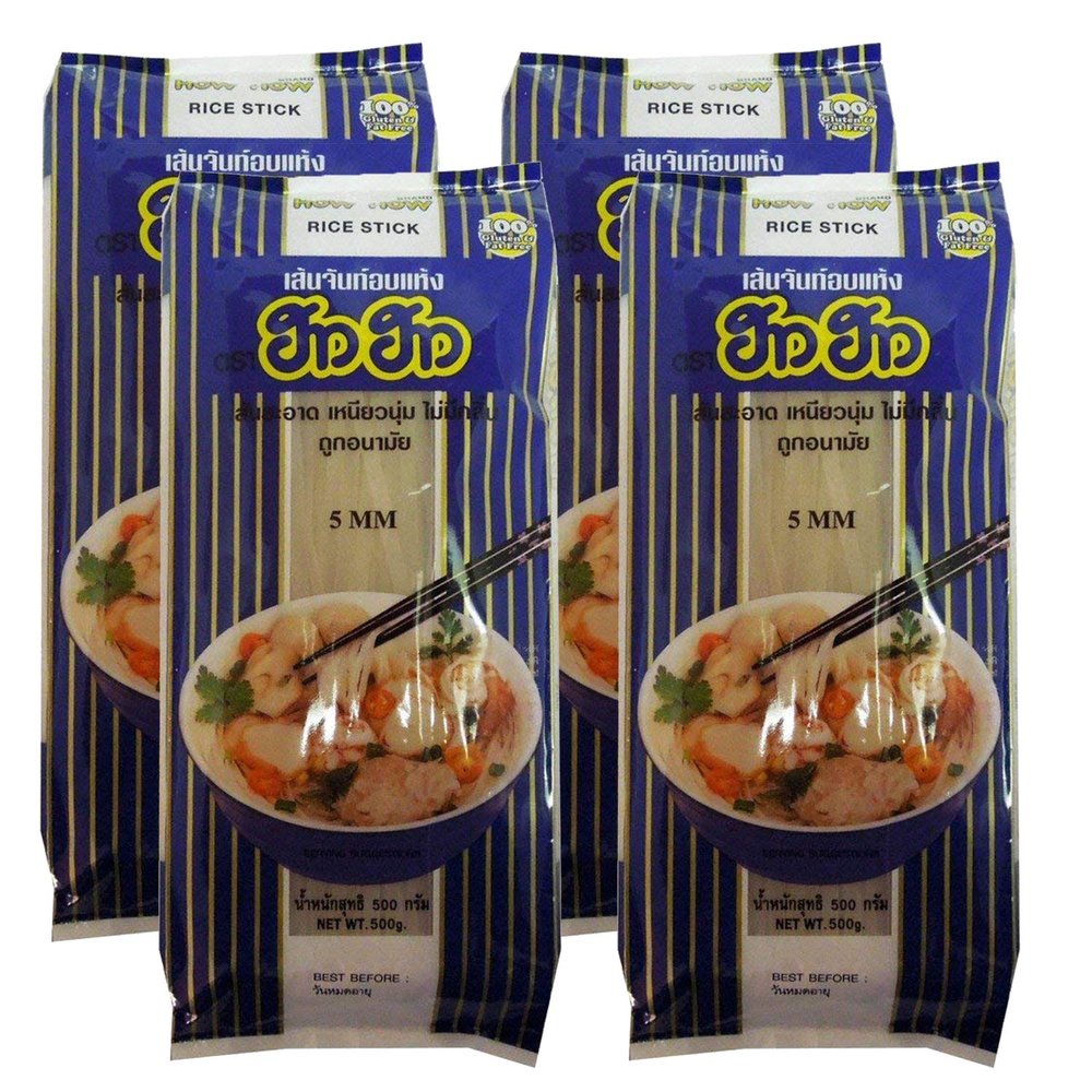 How How 5MM Rice Stick Noodles, 17.64 oz 500g, 4 Pack