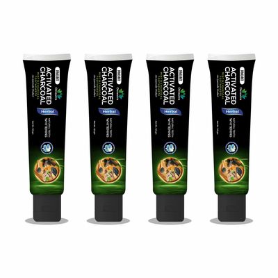 Jagat Devsutra Dr. Trusted Ayurvedic HERBAL Activated Charcoal Toothpaste for Teeth Whitening - 100% Natural Formula with Mint Flavour, No Fluoride & Artificial Colours - Pack of 4 (125g x 4)