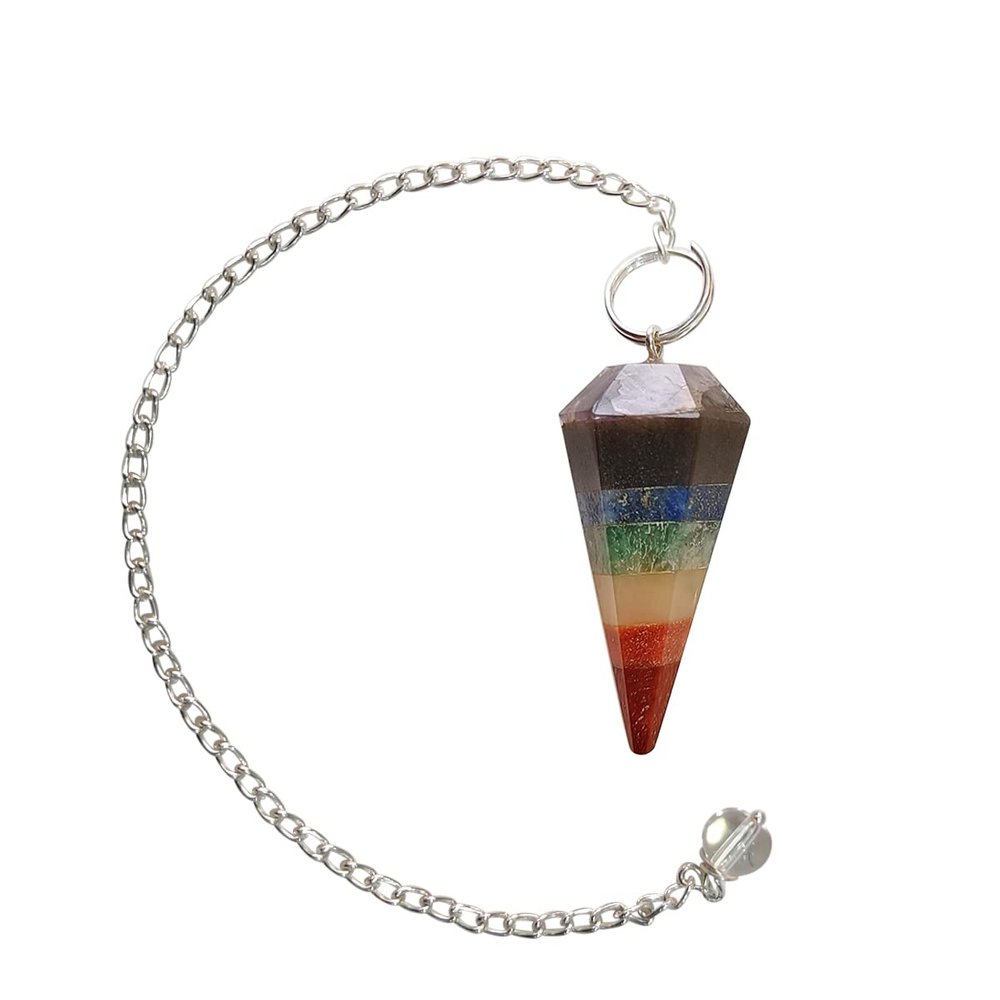 7 Chakra Point Pendulum | Healing Crystal Products For Reiki For & Feng Shui | Dowsing Gemstone Pendulum For Meditation & Spiritual Balance