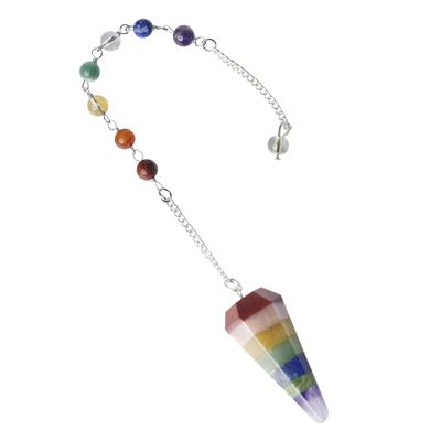 7 Chakra Point Pendulum with Natural Seven Chakra Beads | Crystal Products for Reiki, Healing & Feng Shui | Dowsing Pendulum for Meditation & Spiritual Balance