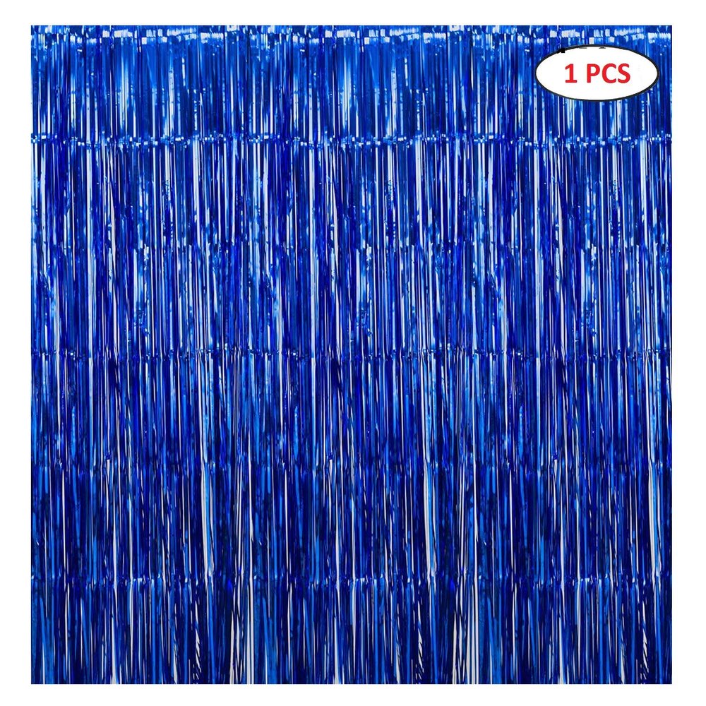 PREMIUM PARTY SHOP Blue FOIL Curtain (Pack of 1)