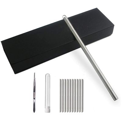 Delidge Stainless Stell Hair Tattoo Pen for Hair Design Barber Hairstyle Design Trimmer with tweezers and 10 pieces blades Eyebrow Mustache Beard Hair Styling Art