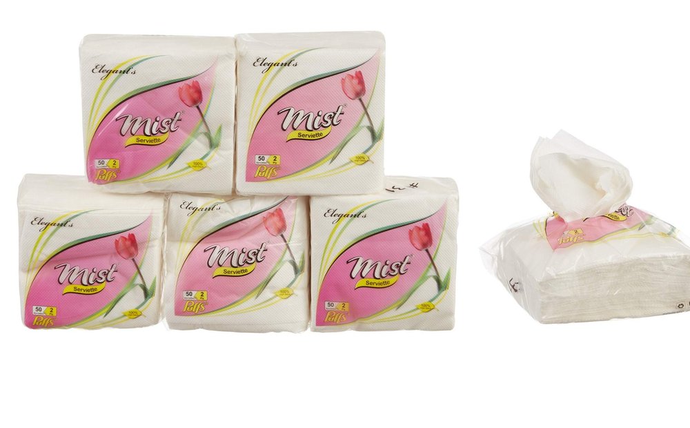 Mist 2 Ply Ultra soft hygienic absorbent strength and natural value white Tissue Paper - Pack of 6