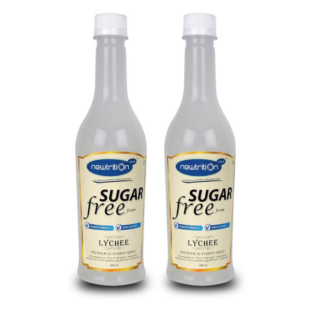 Newtrition Plus Redefining Nutrition Sugar Free Lychee Mixer Syrup - Pack of 2 (500 ml Each) - Zero Calorie, Diabetic Friendly, Keto Friendly