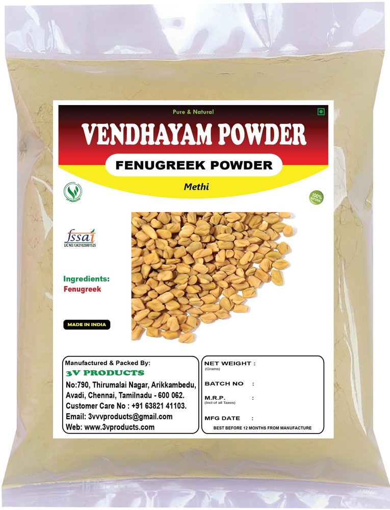 3V Products: Vendhayam Powder 200g | Fenugreek | Methi | Trigonella Foenum (Pack 2x100g)