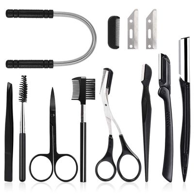 Legendog 11PCS Eyebrow Kit Stainless Steel Universal Portable Eyebrow Trimmer Makeup Tool with Face Hair Remover
