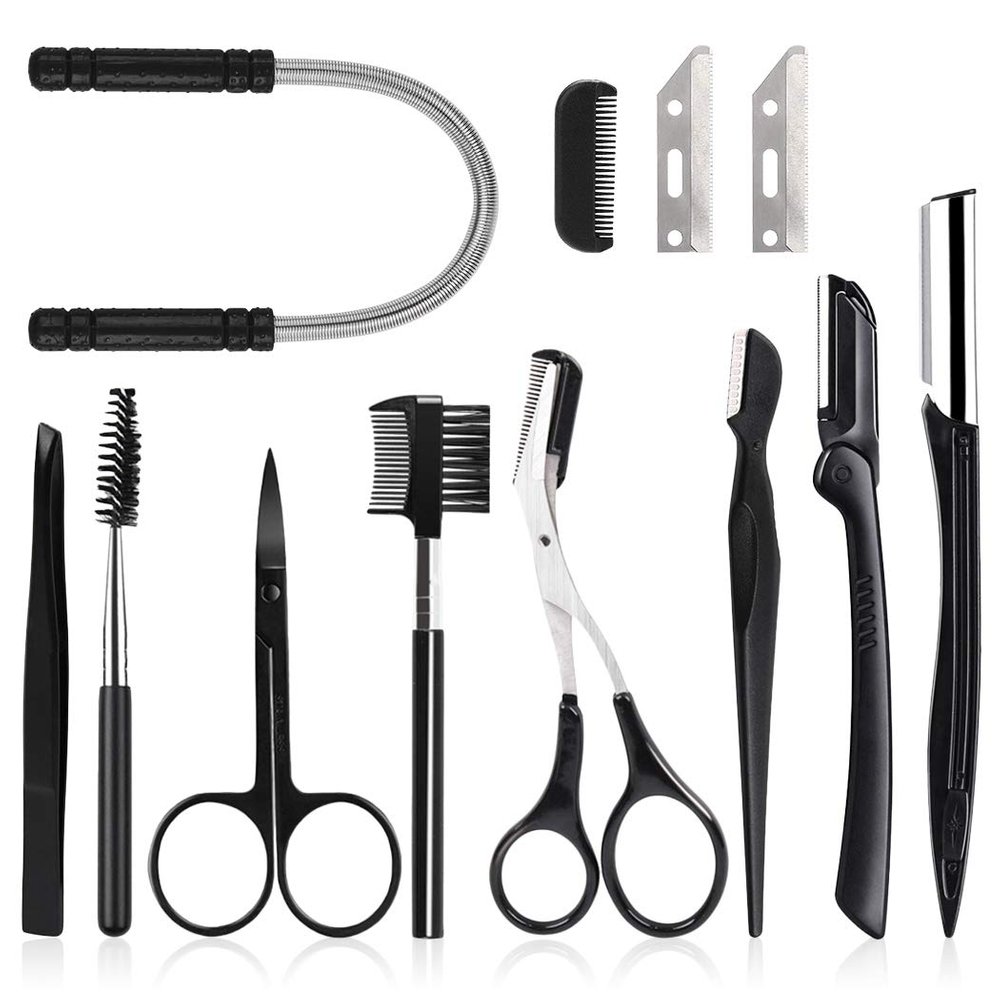 Legendog 11PCS Eyebrow Kit Stainless Steel Universal Portable Eyebrow Trimmer Makeup Tool with Face Hair Remover