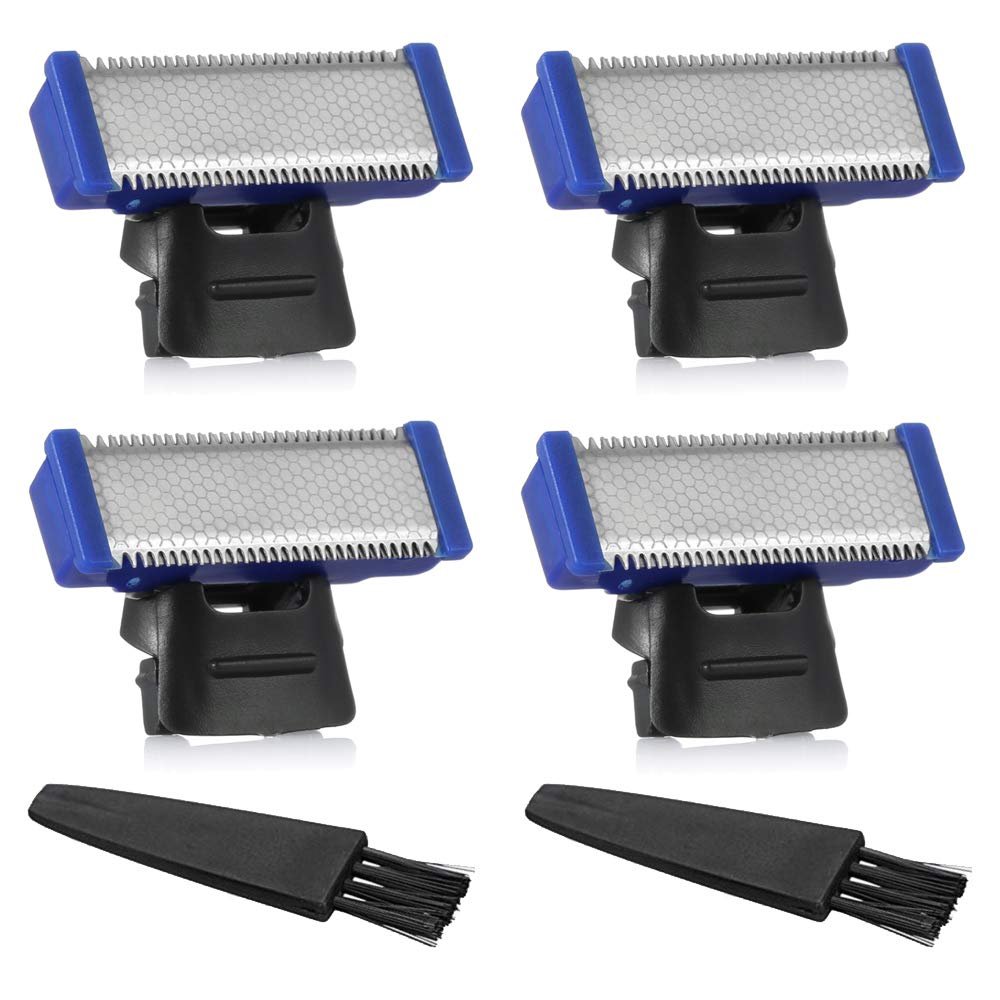 GOMINYUF 4 Pack Replacement Heads For Rechargeable Shaver Solo Trimmer Micro And Touches Replacement Cutter Head Include 2 Clean Brush