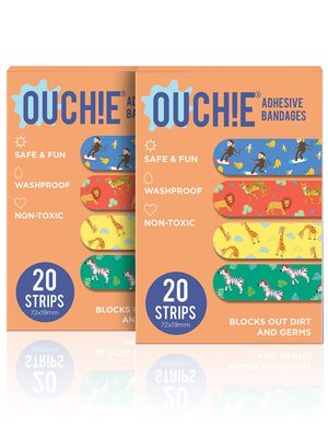Aya Papaya Ouchie Non-Toxic Printed Bandages Combo Set Of 2 (2 X 20= 40 Pack)- (Orange)
