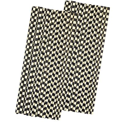 Black and White Check Paper Straws - Race Theme Checkered Flag Drinking Straws - 7.75 Inches - 50 Pack Outside the Box Papers Brand