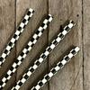 Black and White Check Paper Straws - Race Theme Checkered Flag Drinking Straws - 7.75 Inches - 50 Pack Outside the Box Papers Brand view 2