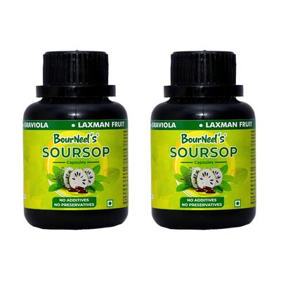 BourNeel's Soursop Capsules - 60 Capsules - Pack of 2 | Dietary Health Supplement | No Preservatives |No Additives | Soursop Graviola Laxman Phal |