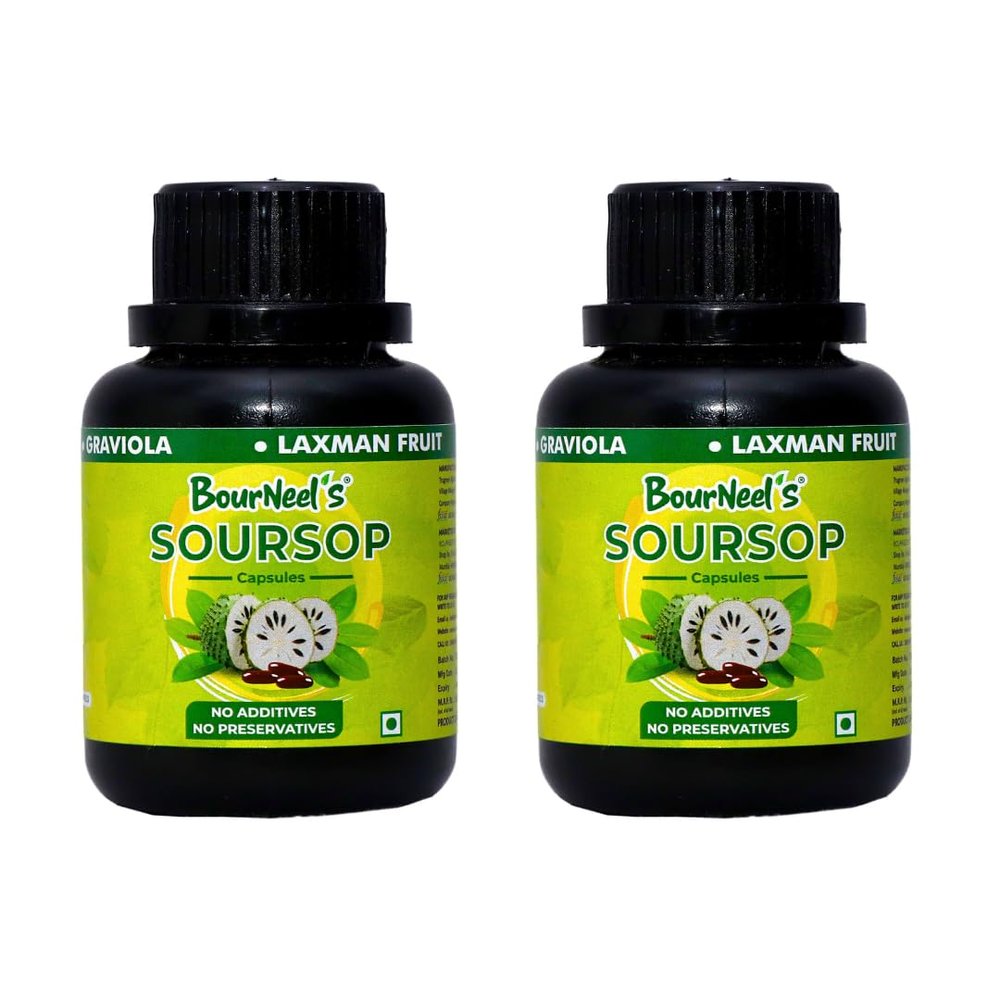 BourNeel's Soursop Capsules - 60 Capsules - Pack of 2 | Dietary Health Supplement | No Preservatives |No Additives | Soursop Graviola Laxman Phal |