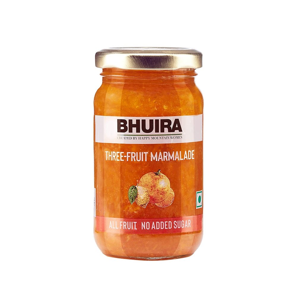 Bhuira Three Fruit Marmalade - 240g | All Natural - No Added Sugar, Preservatives, Artificial Colors | Handmade Himachal Vegan Spread | Breakfast Toast Jam | Healthy Snack, Guilt-Free