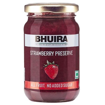 Bhuira Strawberry Preserve - 240g | All Natural No Added Sugar, Preservatives, Artificial Colors | Handmade Himachal Vegetarian Fruit Spread | Breakfast Toast Dessert | Healthy Snack | Guilt-Free