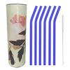 Brilliant Blue Glass Straws by Rustic Horse. Bent 8" x 9.5 mm Pack of 6 with Brush view 1