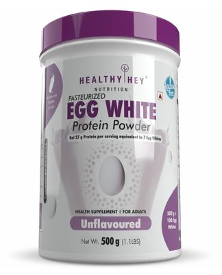 HealthyHey Nutrition 100% Egg White Protein - Instant Mix - 80% Protein - Non GMO & Lactose Free - 500g (Unflavoured), 16 Servings