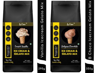 La Casa Vanilla + Dark Chocolate Gelato & Ice-Cream Mix | Combo Pack | Extra Creamy | Low Fat | 100% Natural | 640 GMS |