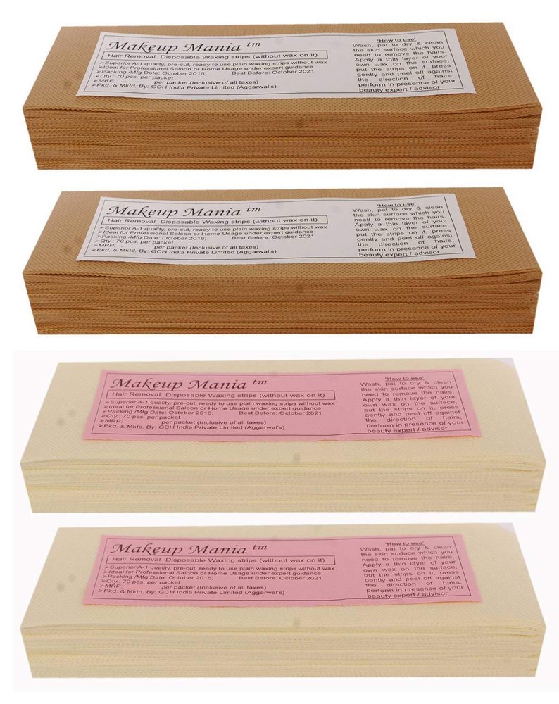Makeup Mania Non-Woven Body Wax Strips, Hair Removal Waxing Strips for Face, Legs, Underarms, Facial Eyebrow, Disposable Large, 280 Strips (Brown, Ivory)