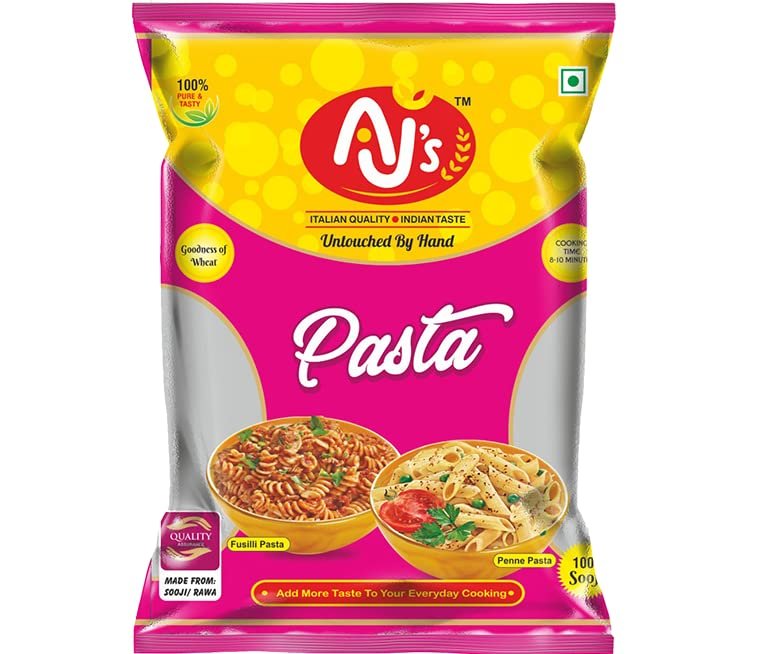 AJ's Fusilli Pasta - 400 grams Packet (Pack of 1) Premium Durum Wheat High Protein, Zero Cholesterol, No Trans Fat Easy to Cook Perfect for Quick Meals, Family Dinners, and Gourmet Recipes