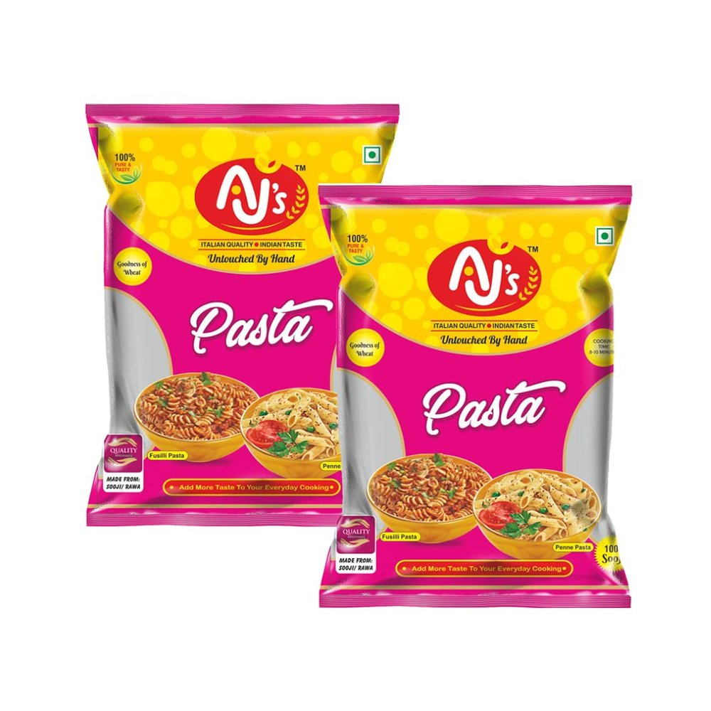 AJ's Fusilli Pasta - 400g Packets (Pack of 2, Total 800g) Premium Durum Wheat High Protein, Zero Cholesterol, No Trans Fat Easy to Cook Perfect for Quick Meals, Family Dinners, and Gourmet Recipes