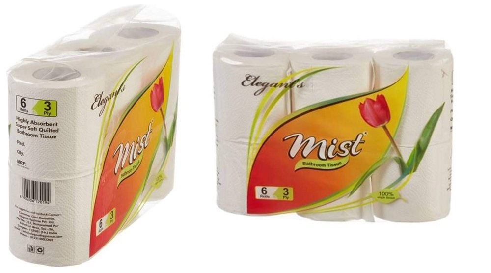 MDN MIST Ultra Soft Clean 3 Ply Toilet Tissue Paper for Bathroom Home Office Biodegradable Bath Tissue Septic-Safe Rolls (Pack of 2, 6 Roll Each)