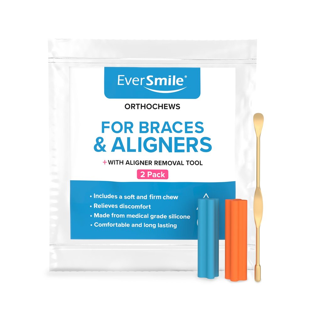 EverSmile - OrthoChews Dental Aligner Seater with Aligner Removal Tool, Chewies for Invisalign, Clear or Metal Braces - Help to Seat and Remove your Aligners Trays (1 Pack w/Aligner Removal Tool)