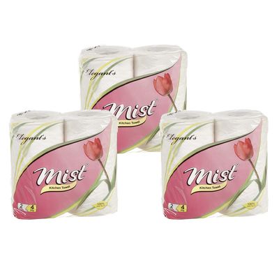 MDN Mist 4-Ply absorbent Kitchen Towel Rolls Biodegradable Ultra Soft Septic Safe Tissue (600 Pulls)