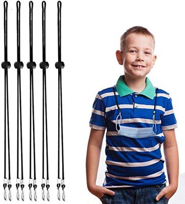 5Pack Adjustable Length Face Cover Lanyard Straps,Breakaway Lanyard with Safety Breakaway Clasp Small Size Ear Saver Holder, Mask Lanyards for Kids Black